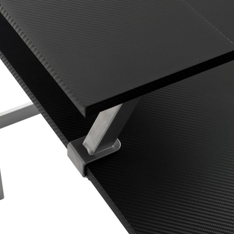Techni Sport Warrior L-Shaped Gaming Desk, Black