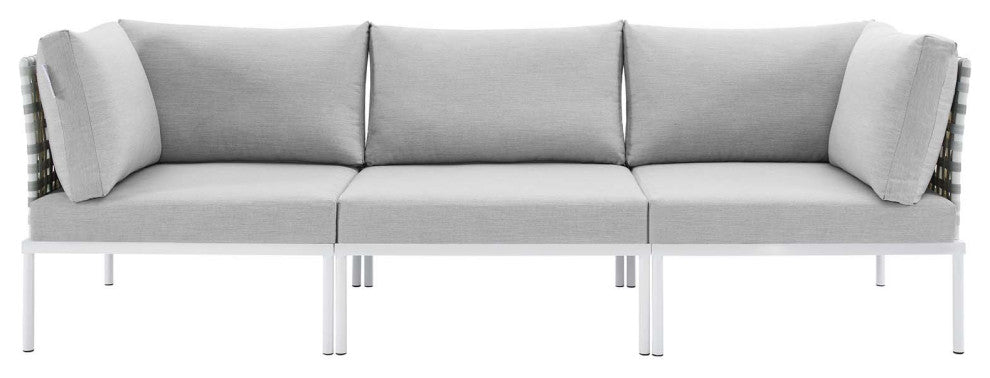 Lounge Sofa, Sunbrella, Aluminum, Metal, Gray, Modern, Outdoor Patio Cafe