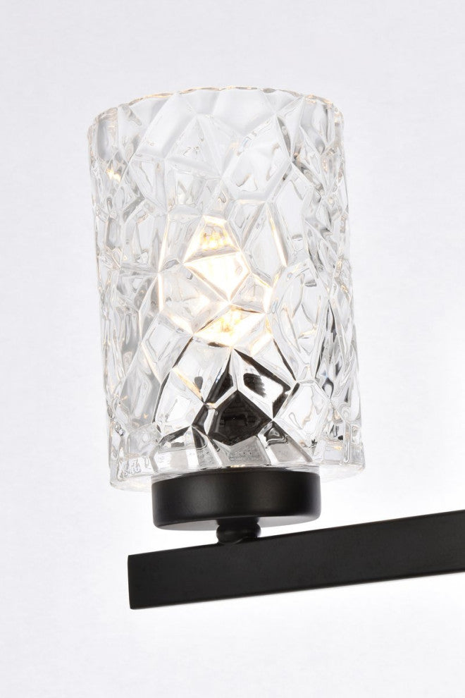 Conor 4-Light Bath Sconce, Black With Clear Shade