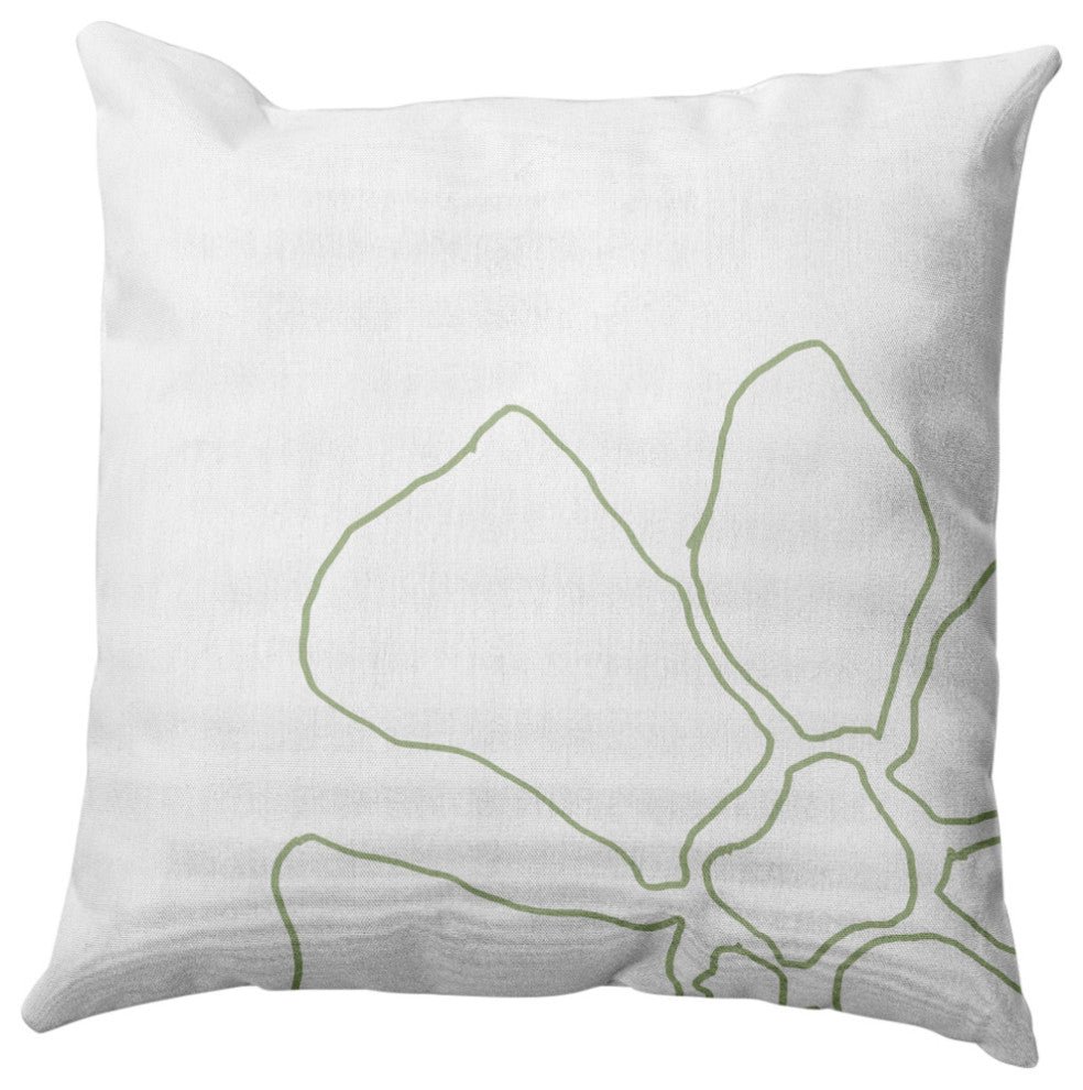 Petal Lines Decorative Throw Pillow, Green/White, 26x26"