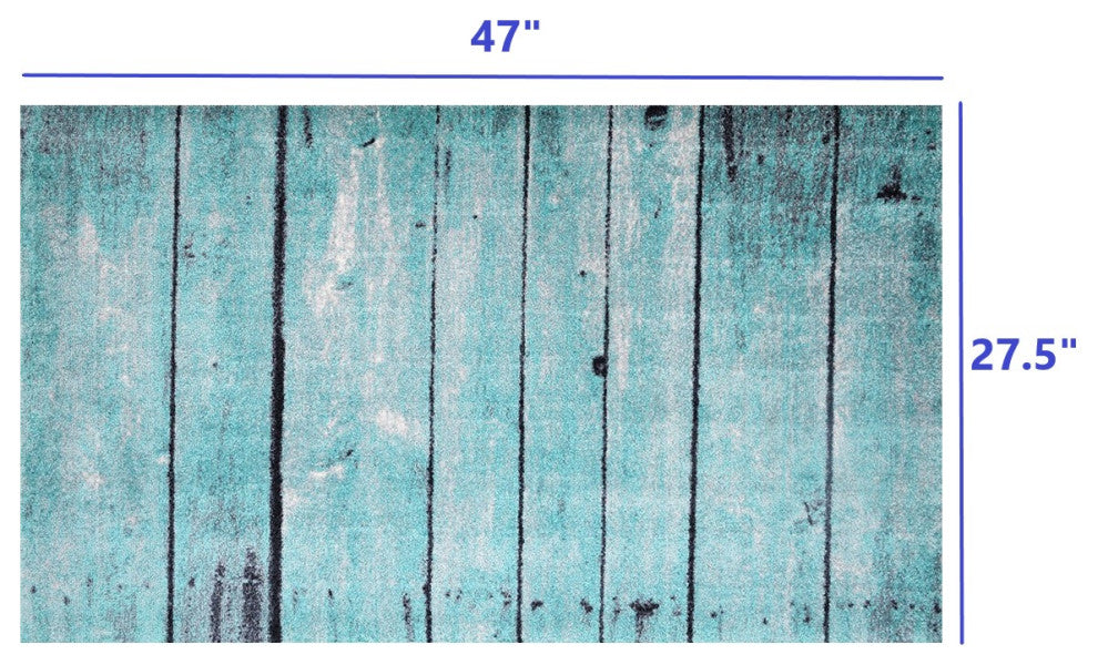 2' x 4' Rustic Teal and Gray Barn FloorWashable Floor Mat