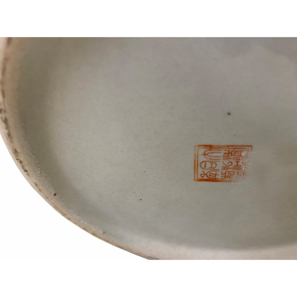 Chinese White Base Porcelain Hand-painted Flower Color Graphic Vase Aws1828