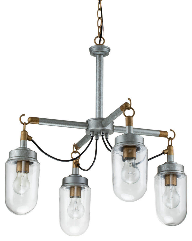 4-Light Gold and Vintage Silver Finish Chandelier