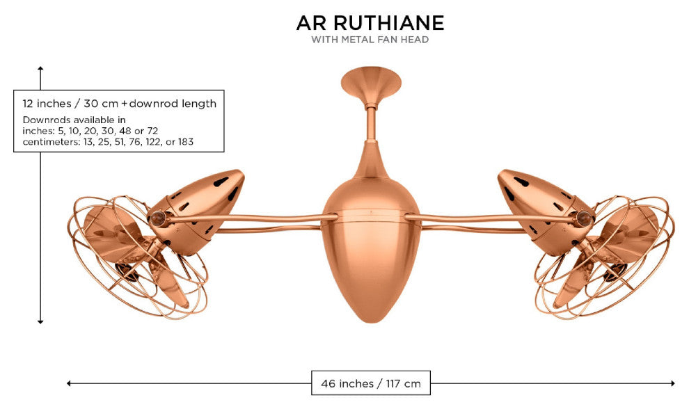 Ar Ruthiane Rotational Ceiling Fan, Brushed Copper