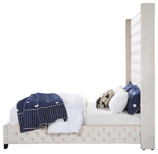 Acme Fabrice Queen Bed Beige Velvet