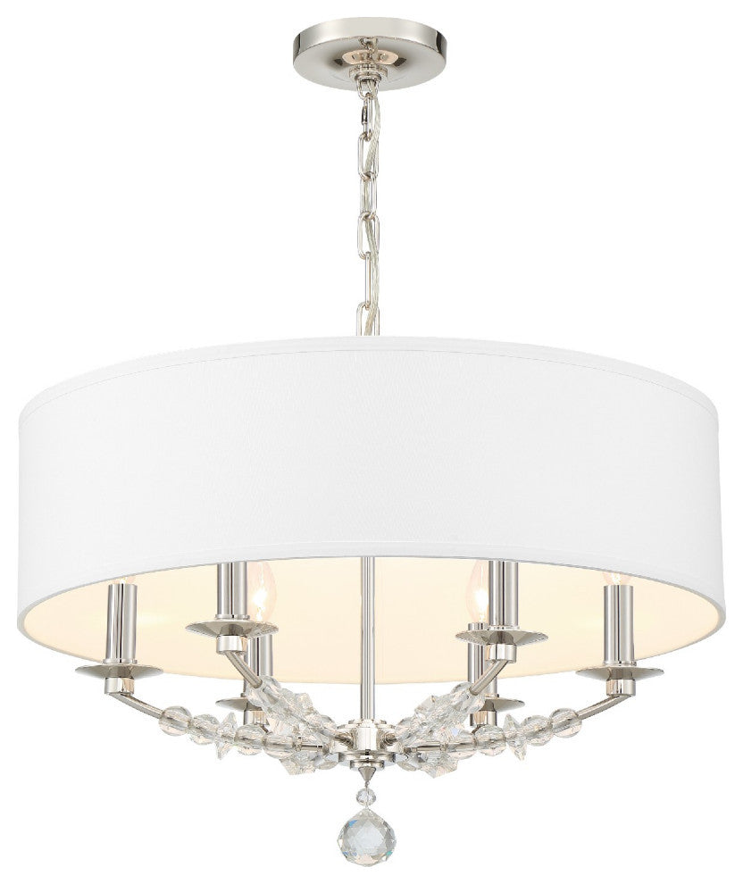 Crystorama 8016-PN, 6-Light Chandelier, Polished Nickel