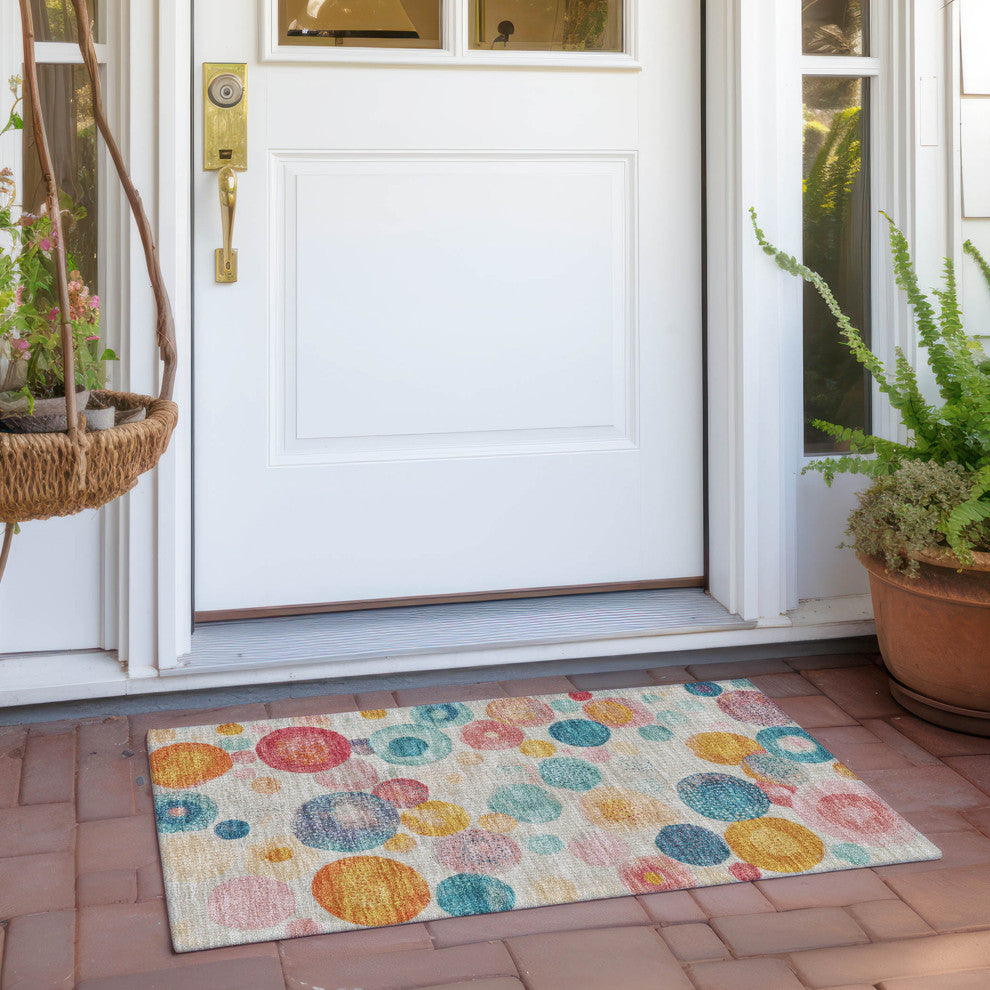 Machine Washable Indoor/Outdoor Chantille ACN1896 Beige 1'8" x 2'6" Rug