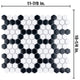 Metro 1" Hex Porcelain Mosaic Floor and Wall Tile, Wht Blk Hncom