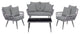Manhattan Comfort Portofino Rope Wicker 4-Piece Patio Conversation Set, Gray