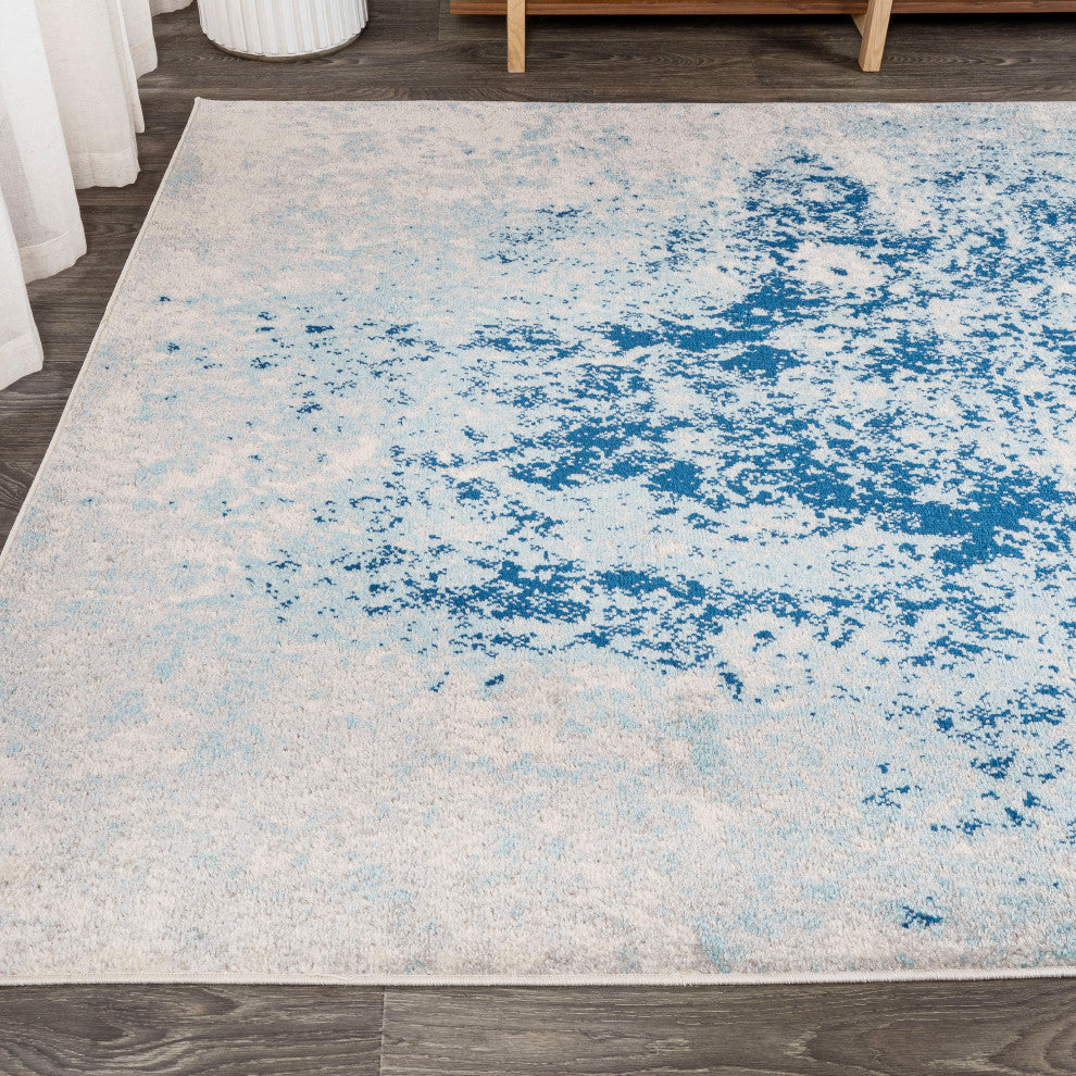 Dune Modern Abstract Area Rug, Cream/Blue, 8x10