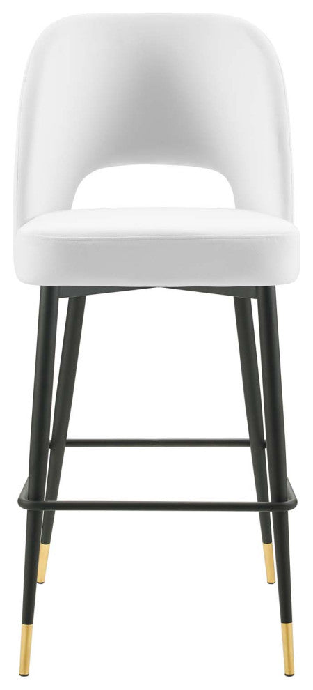 Bar Stool Chair Barstool, Velvet, Metal, White, Bar Pub Cafe Bistro Restaurant