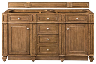 Bristol 60" Double Vanity, Saddle Brown, Eternal Marfil Quartz Top
