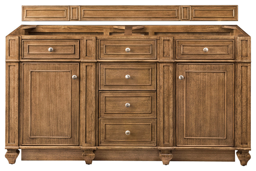 Bristol 60" Double Vanity, Saddle Brown, Eternal Marfil Quartz Top