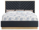 Casa Black Faux Leather King Bed, Black, Queen