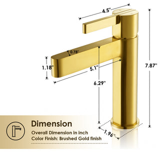 Stila Single Hole Single-Handle Bathroom Faucet, Brushed Gold