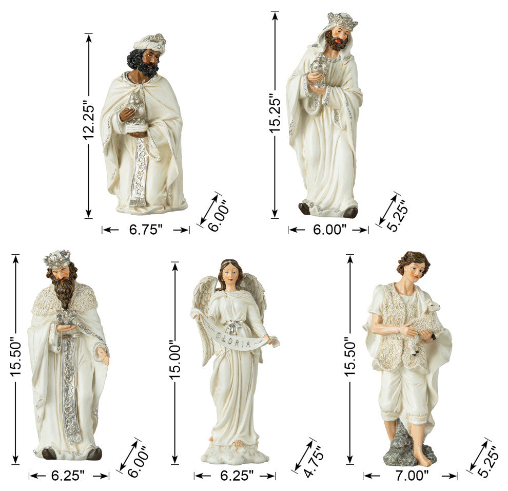 12-Piece Ivory Resin Nativity Figurine Set