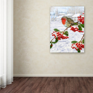 The Macneil Studio 'Robin On Berries' Canvas Art, 24"x18"