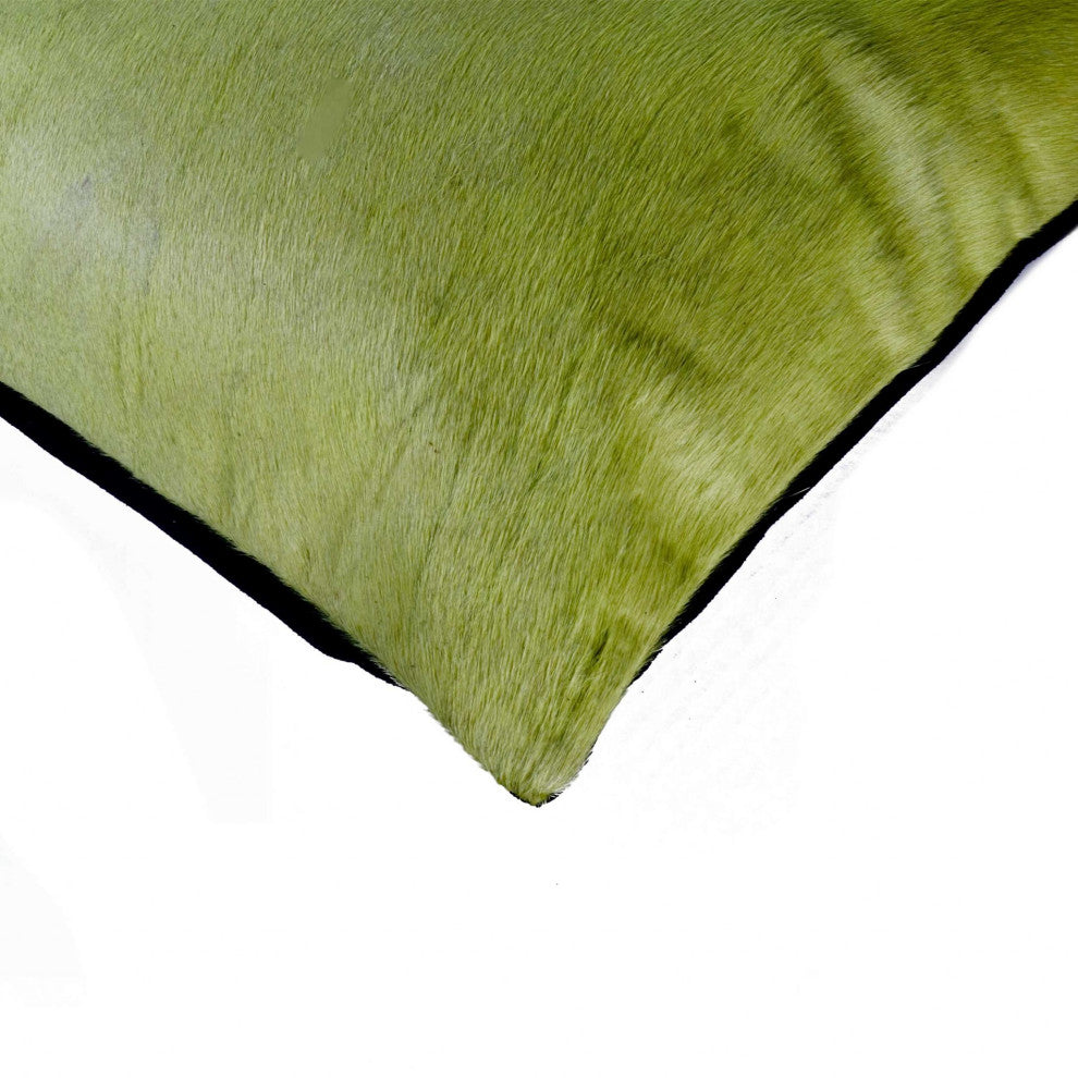HomeRoots 12" x 20" x 5" Lime Cowhide Pillow