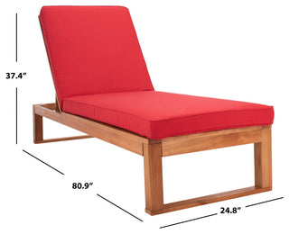 Safavieh Solano Sunlounger, Natural Wood/Red