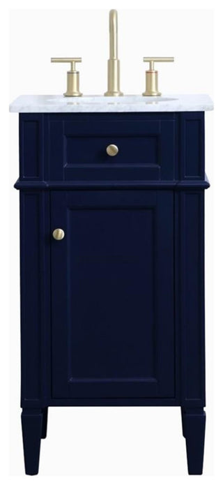 Elegant Decor Williams 18" Single Marble Top Bathroom Vanity in Blue