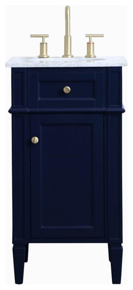 Elegant Decor Williams 18" Single Marble Top Bathroom Vanity in Blue
