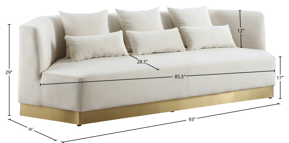 Marquis Velvet Upholstered Set, Cream, Sofa