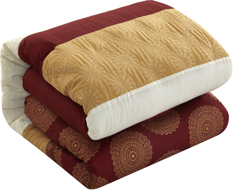 Dante 10 Piece Comforter Set, Red, California King
