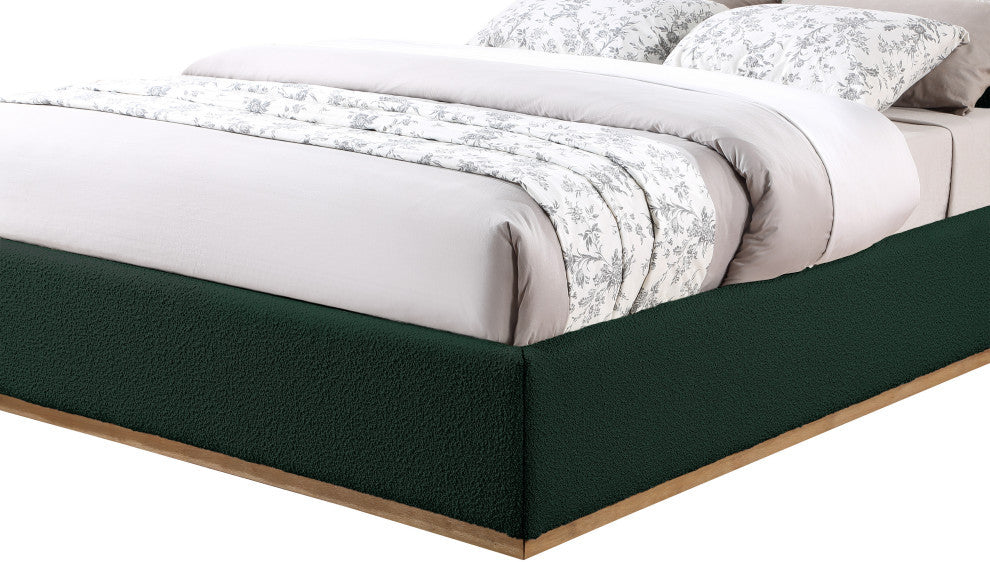 Monaco Boucle Fabric Upholstered Bed, Green, King