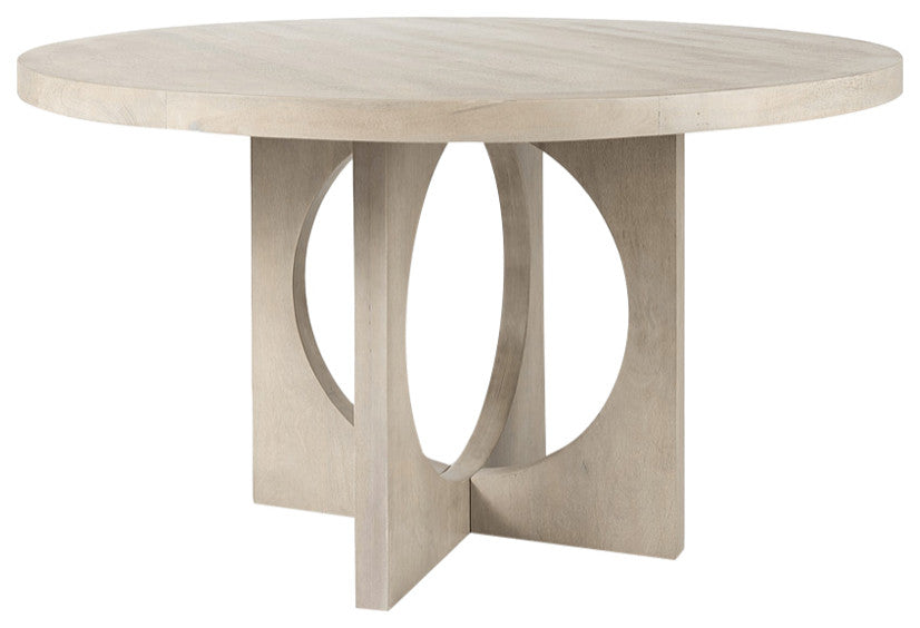 Light Natural Wood Round Geometric Dining Table