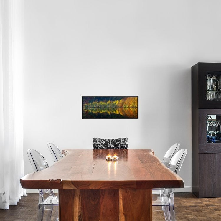 "Autumnal Silence" Framed Canvas Giclee by Burger Jochen, 31x12"