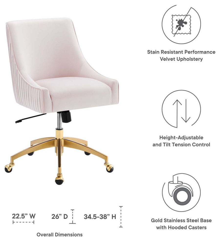 Discern Performance Velvet Office Chair, Pink