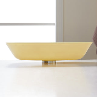 Glass Rectangular Vessel Bathroom Sink without Faucet, Matte White