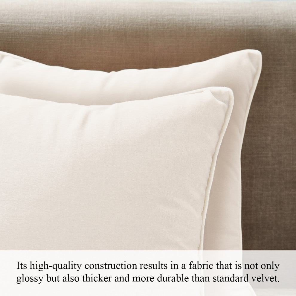 A1HC Soft Velvet Throw Pillow Covers Only, Set of 2, Cream, 24"x24"