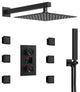 LED Temperature Digital Display Shower System With Body Jets, Matte Black, 12 Inches