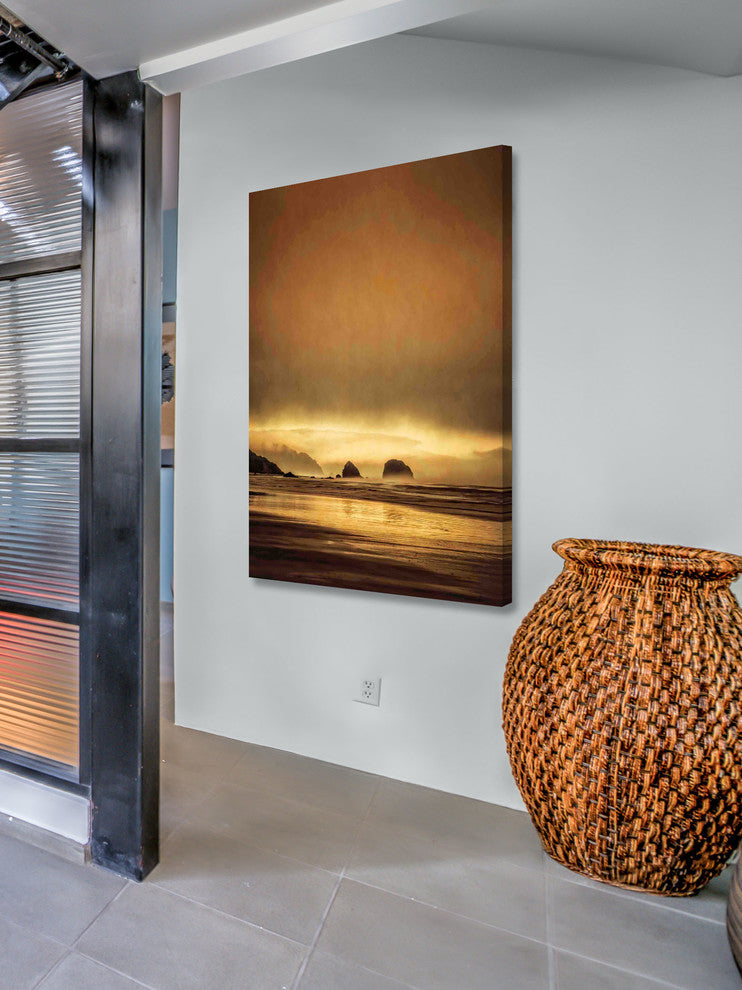 "See Stacks at Sunset" Painting Print on Wrapped Canvas