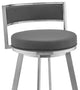 Roman 26" Gray Faux Leather and Brushed Stainless Steel Swivel Bar Stool