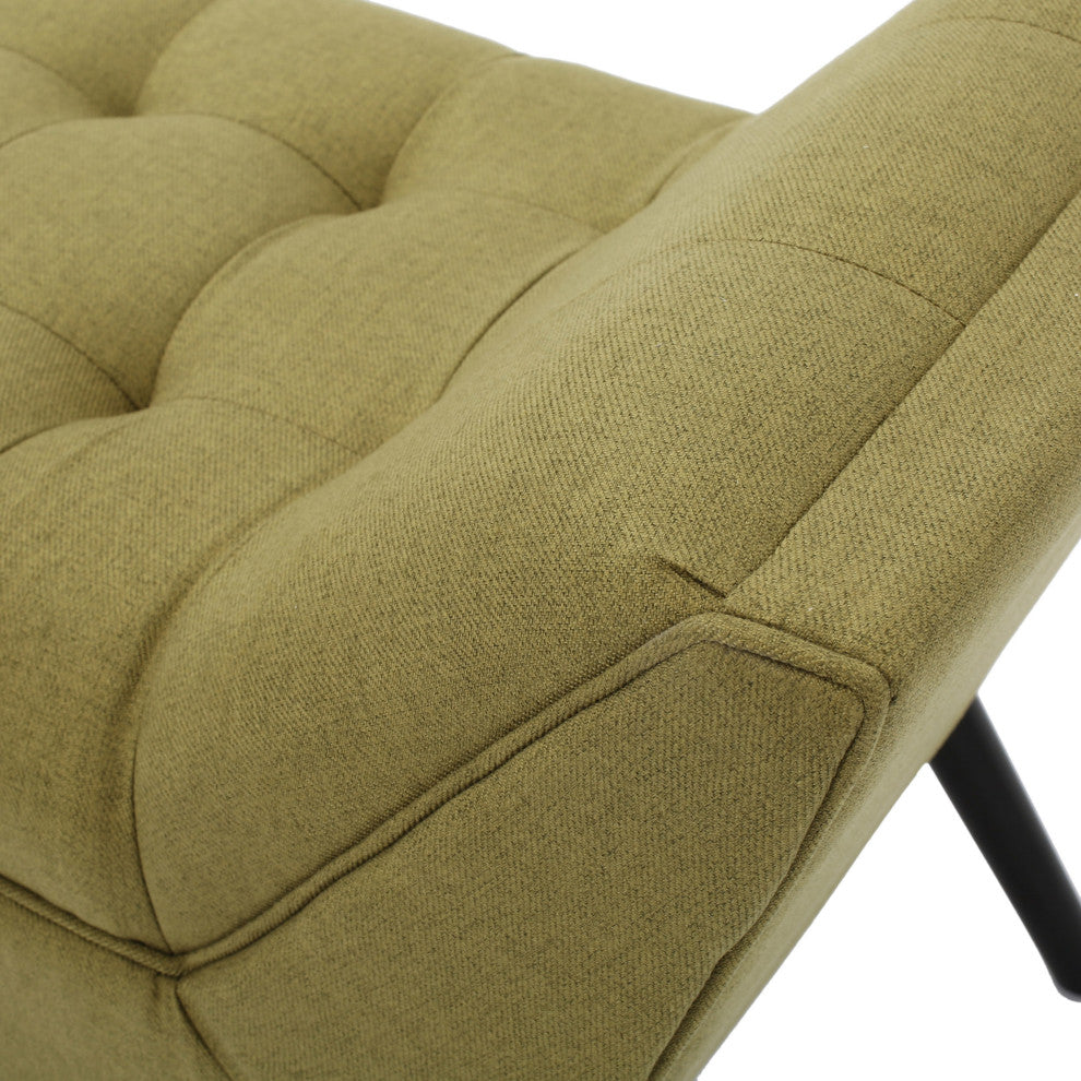 GDF Studio Madrid Tufted Fabric Ottoman Bench, Green