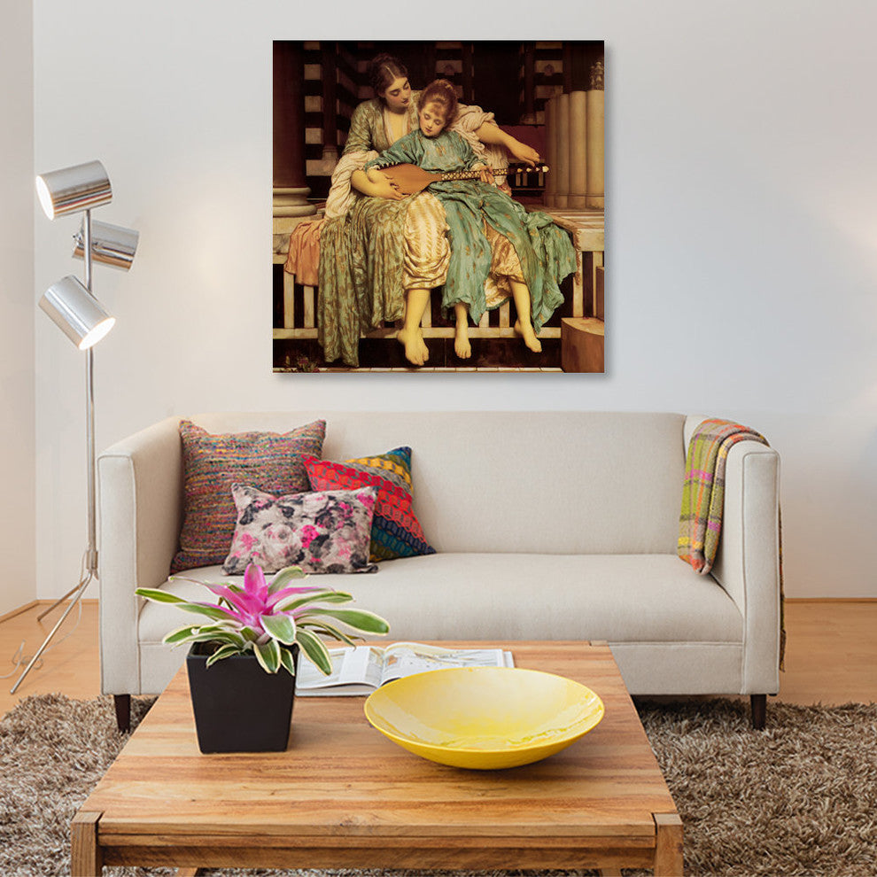 "The Music Lesson" by Frederick Leighton, Canvas Print, 26"x26"