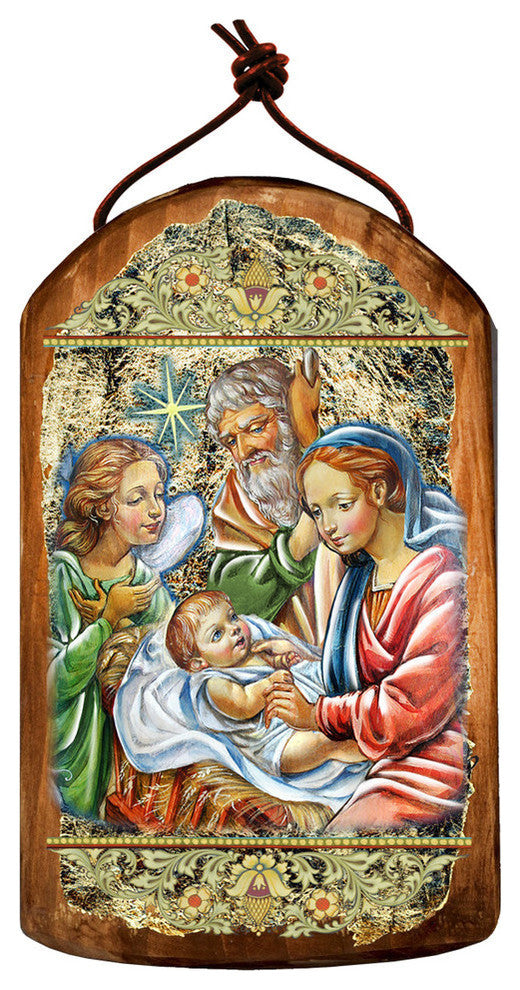 Icon Nativity With Angel Wooden Ornament