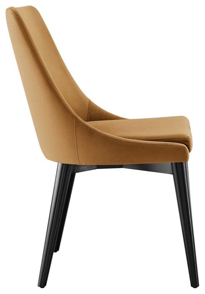 Viscount Performance Velvet Dining Chair, Cognac