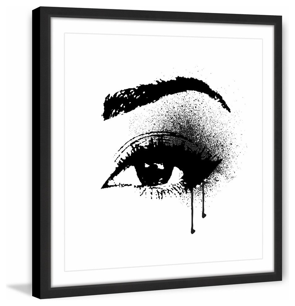 Marmont Hill, "Black Drip Eye" by Amanda Greenwood Framed Painting Print, 18x18