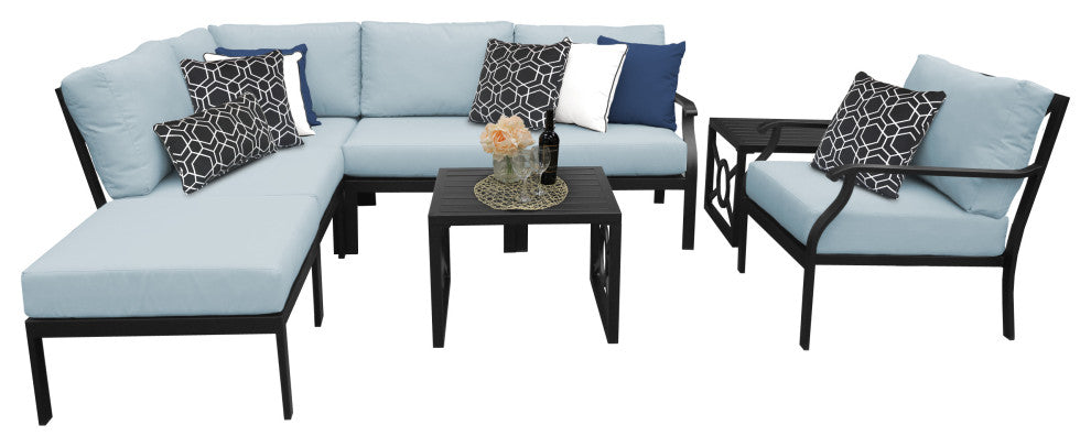 kathy ireland Madison Ave. 8 Piece Aluminum Patio Furniture Set 08m, Tranquil