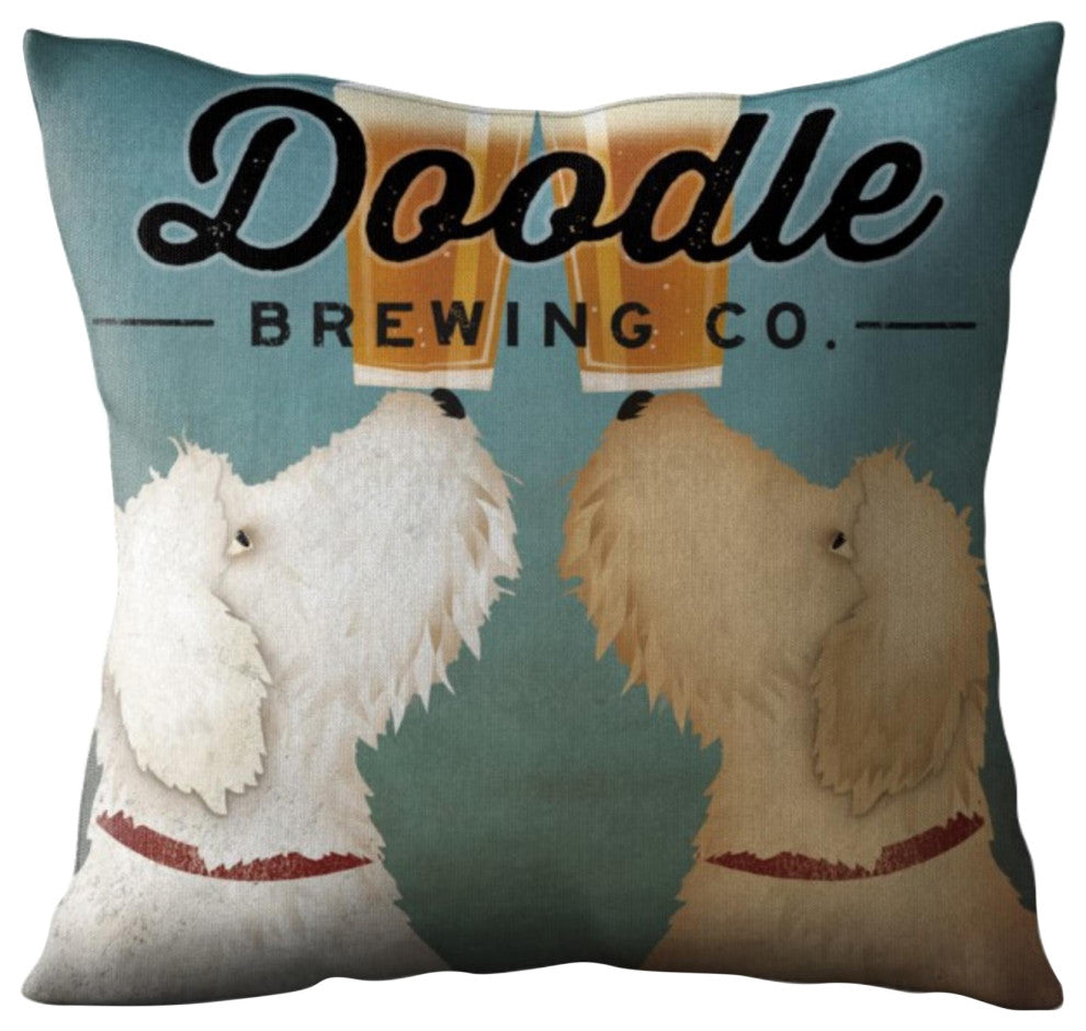 Cortesi Home Doodle Beer Double' by Ryan Fowler, Pillow