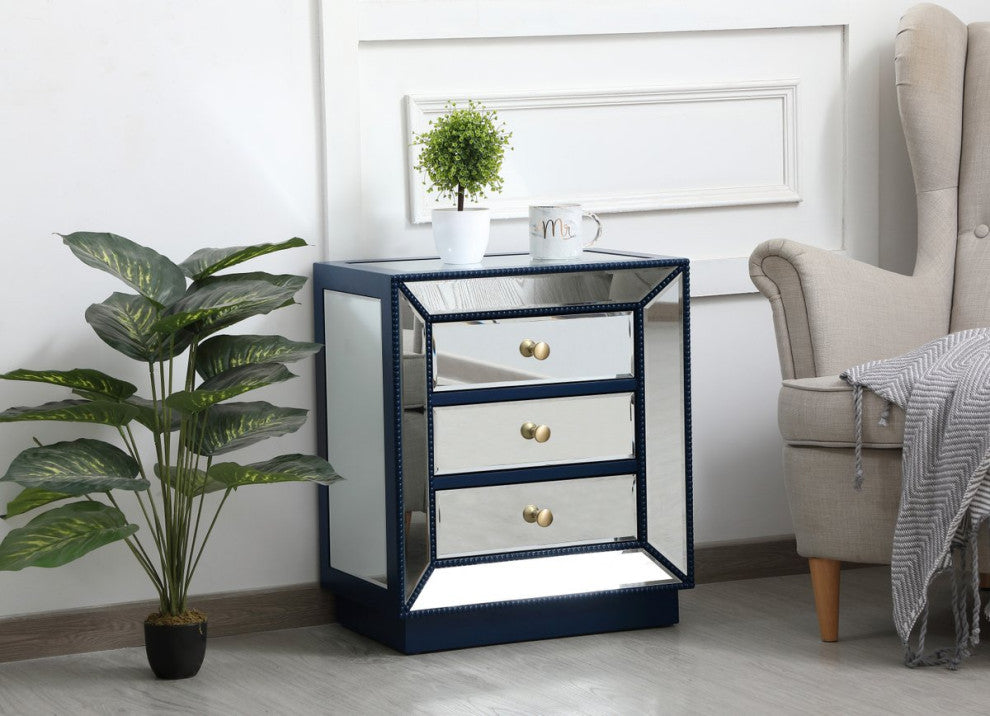 Elegant MF53016BL 21"Mirrored Chest, Blue