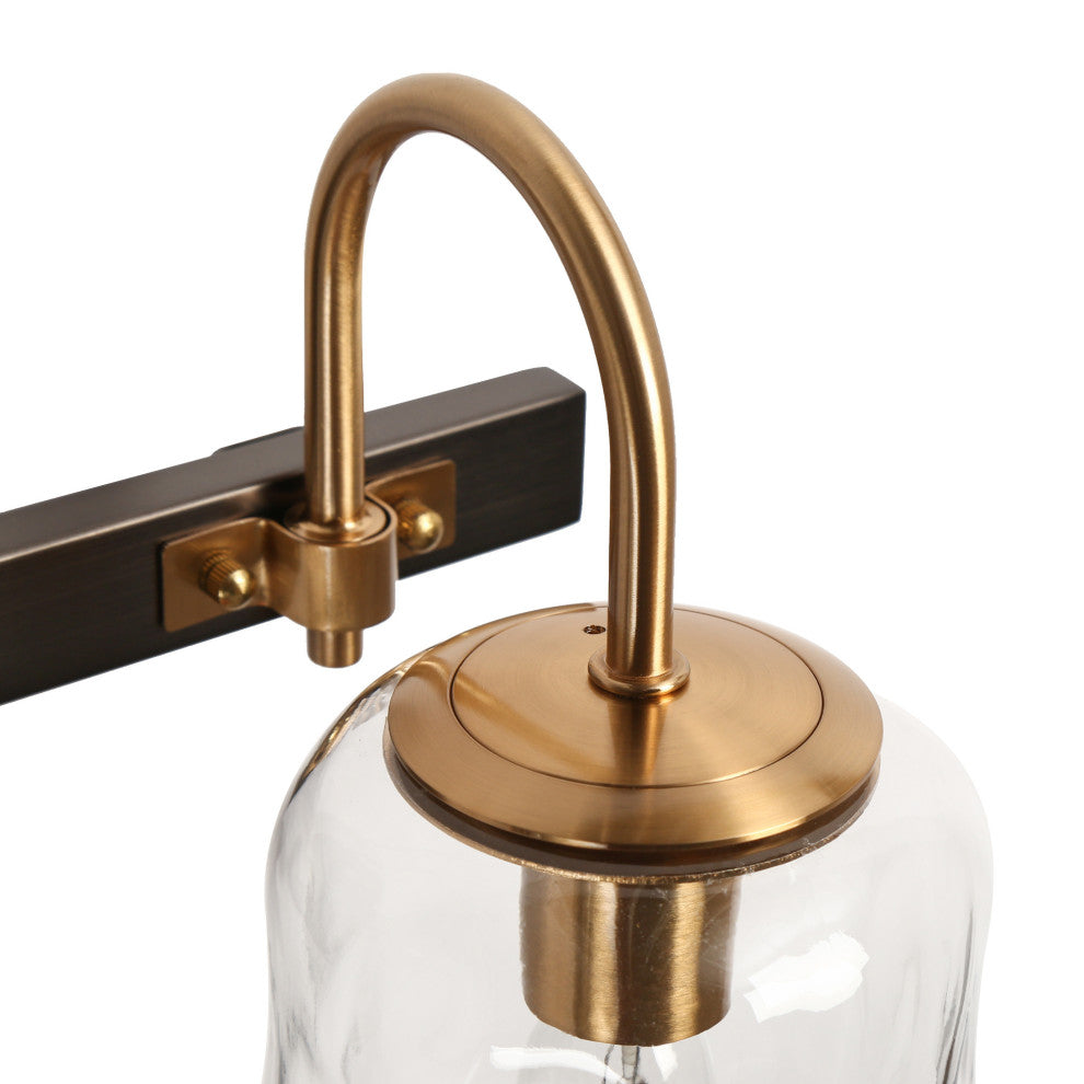 LNC Matte Black and Polished Gold Mason Jar Modern Wall Sconces, 2 Lights