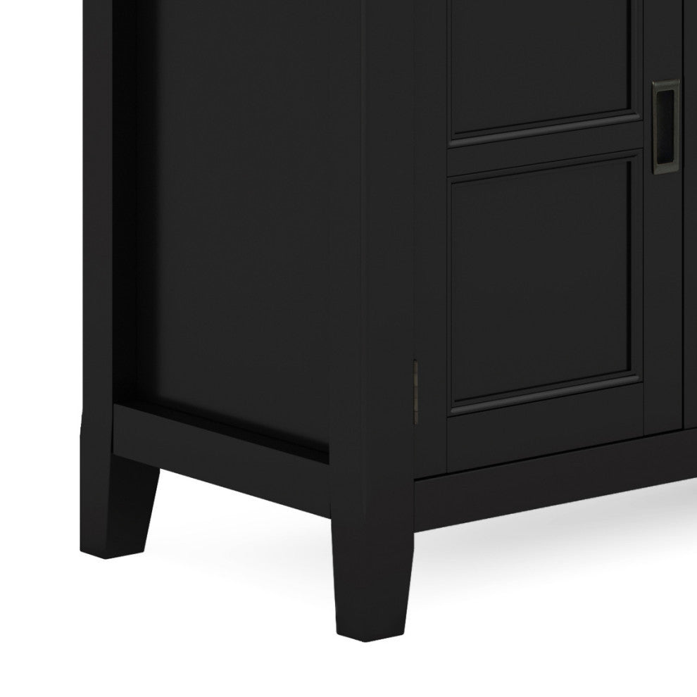 Burlington SOLID WOOD 72 inch TV Media Stand For TVs up to 80 inches, Black