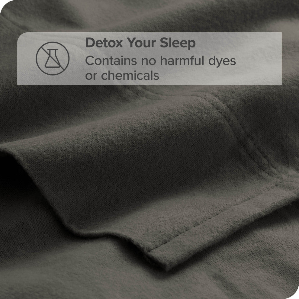 Bare Home Cotton Flannel Sheet Set, Gray, Twin Xl