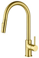 Circular Single Handle Pull Down Kitchen Faucet, Brushed Gold