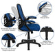 High Back Mesh Swivel Office Chair With Flip-up Arms, Blue