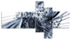 Fractal Black N White Connected Stripes, Canvas Art Print, 60"x32", 5 panels